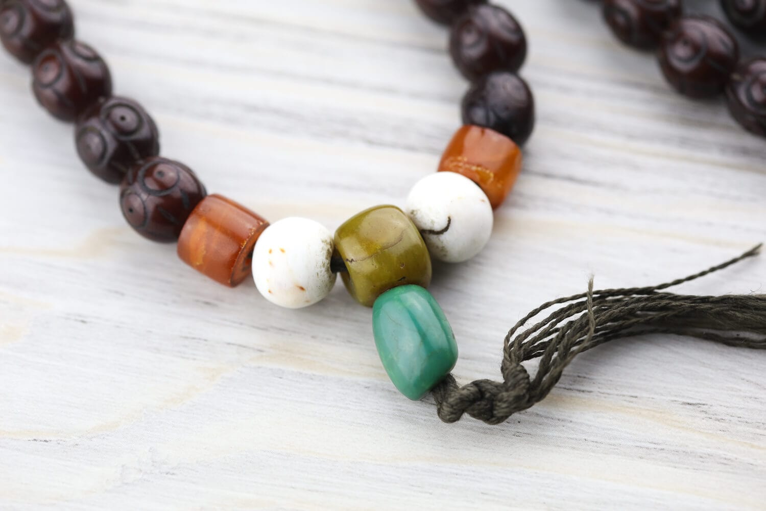 Antique Rudraksha and Stone Nomad Mala