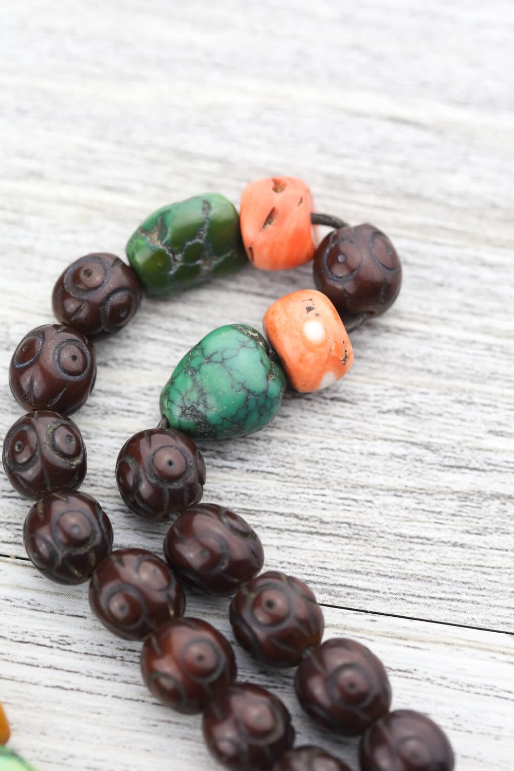 Antique Rudraksha and Stone Nomad Mala