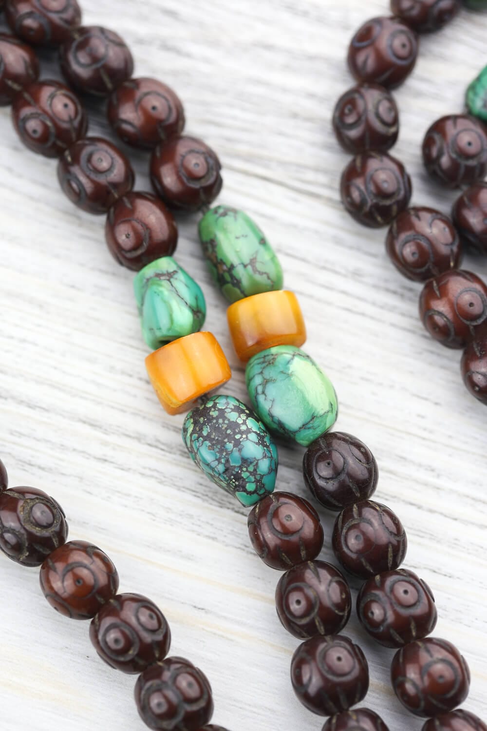 Antique Rudraksha and Stone Nomad Mala