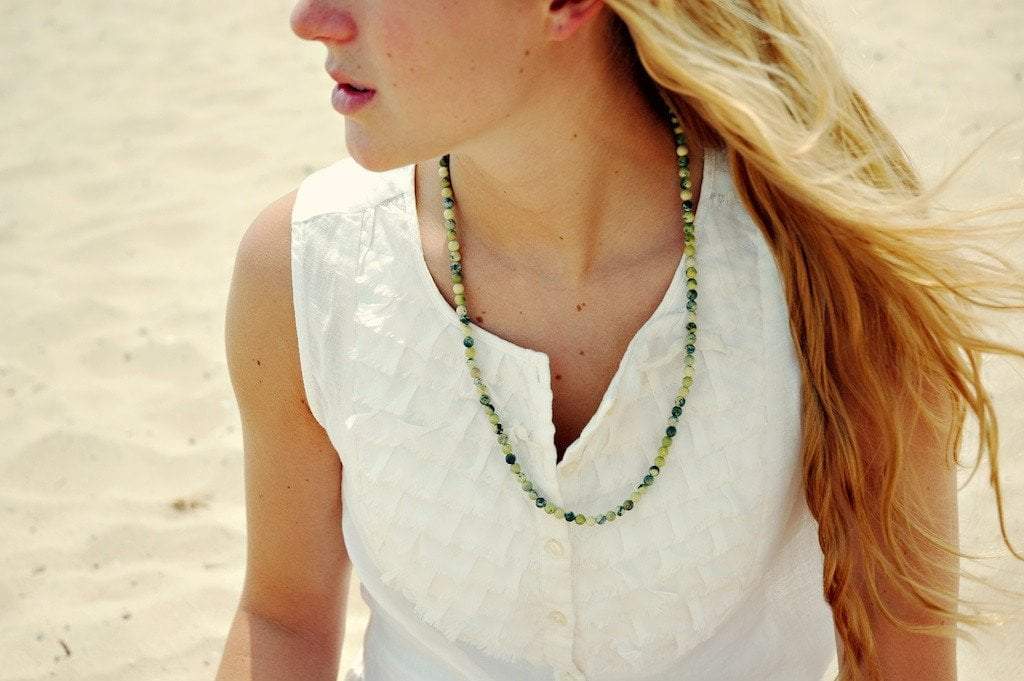 108 Bead Yellow Turquoise Stretchy Mala