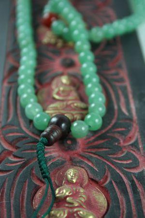 Aventurine mala with carnelian spacers