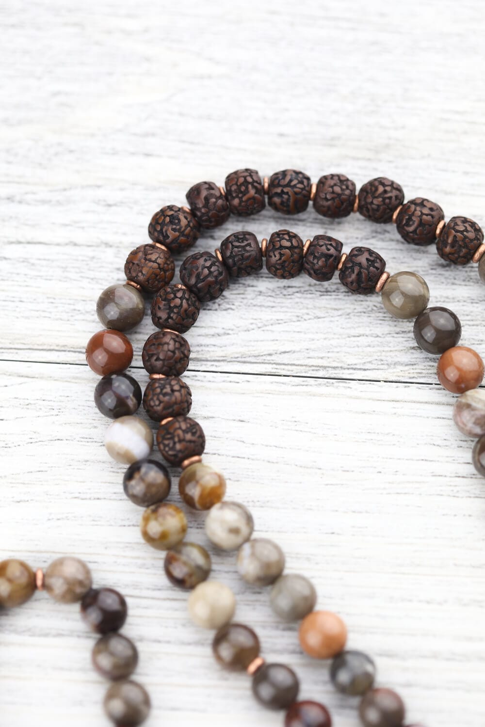 9 Eye Dzi Astrology & Petrified Wood Mala