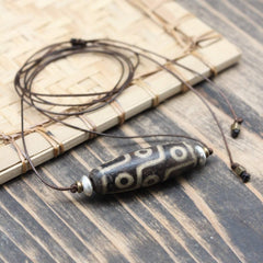 Accumulation of Influence Nine Eye Dzi Bead Necklace