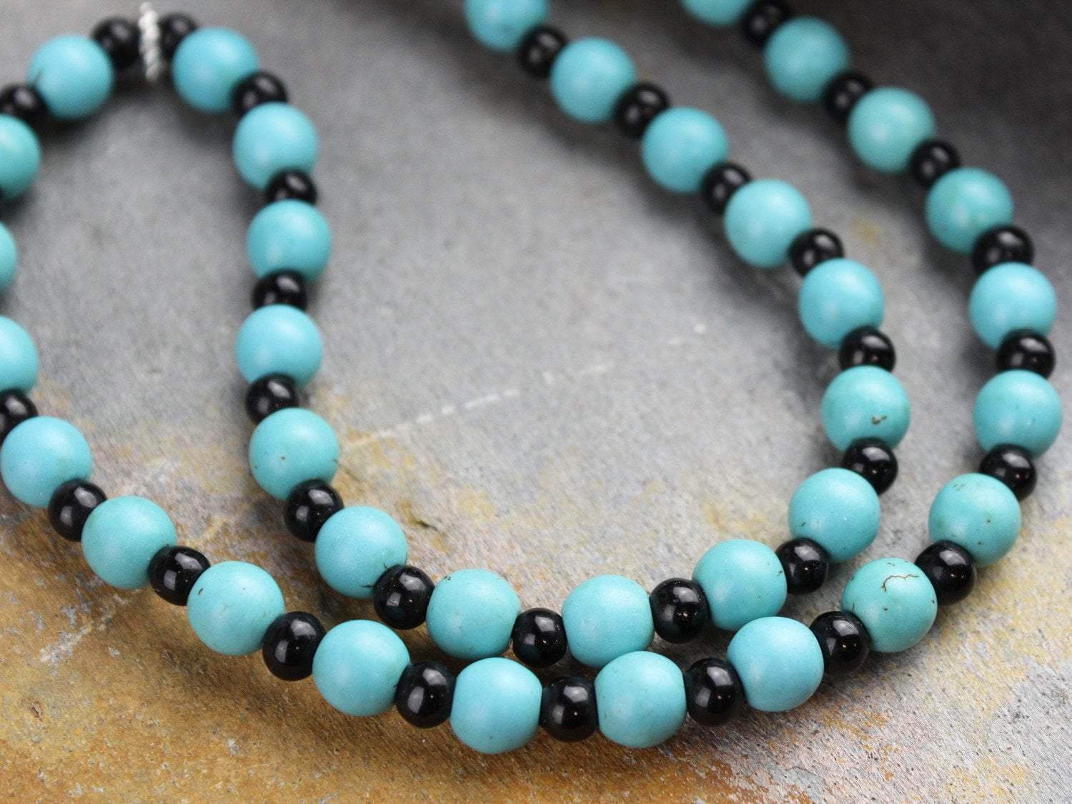 3 Dzi Bead Tibetan Necklace Made in Boudhanath