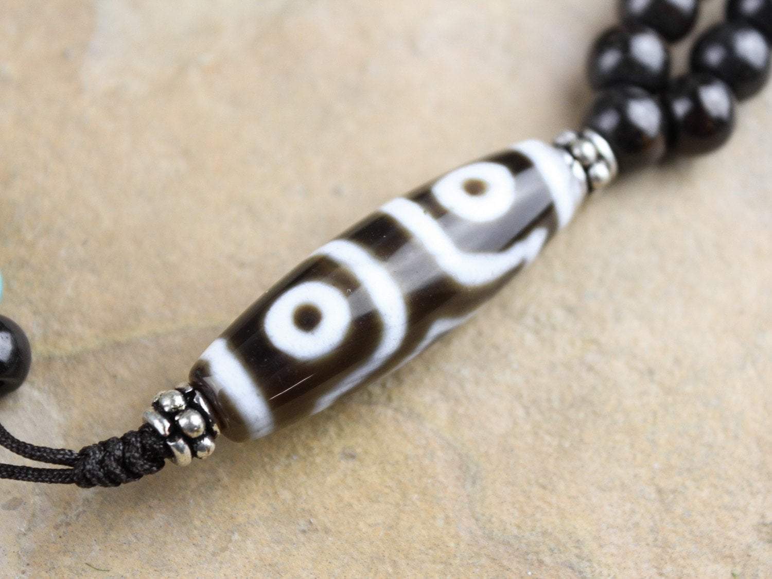 Adjustable Carnelian and Dzi Tibetan Necklace