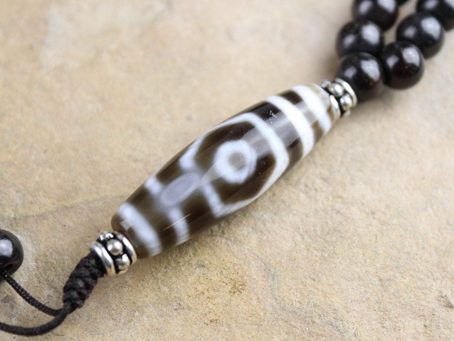 Adjustable Carnelian and Dzi Tibetan Necklace