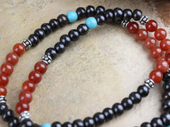 Adjustable Carnelian and Dzi Tibetan Necklace