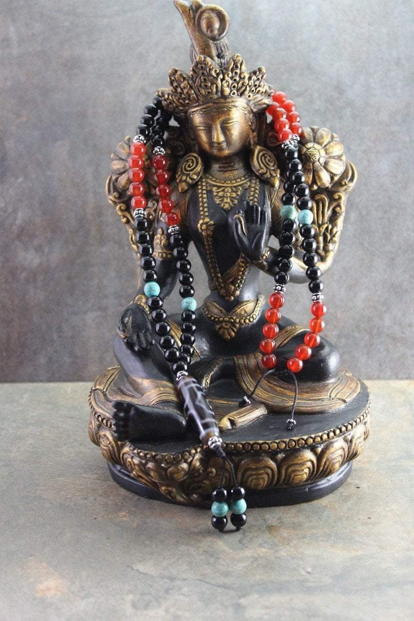 Adjustable Carnelian and Dzi Tibetan Necklace