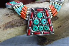 Agni Necklace with Tibetan Coral and Turquoise