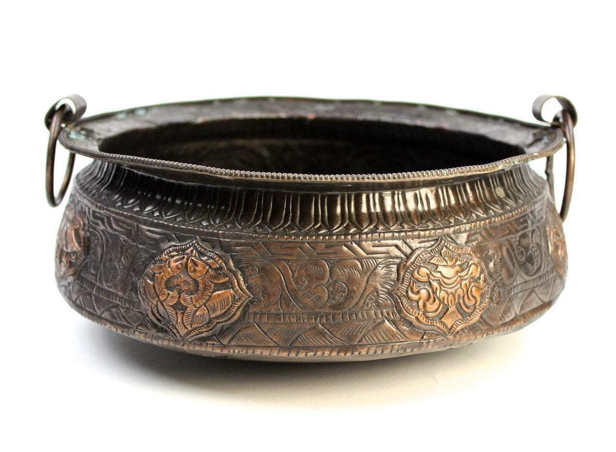 Auspicious Symbols Copper Pot 10 inches
