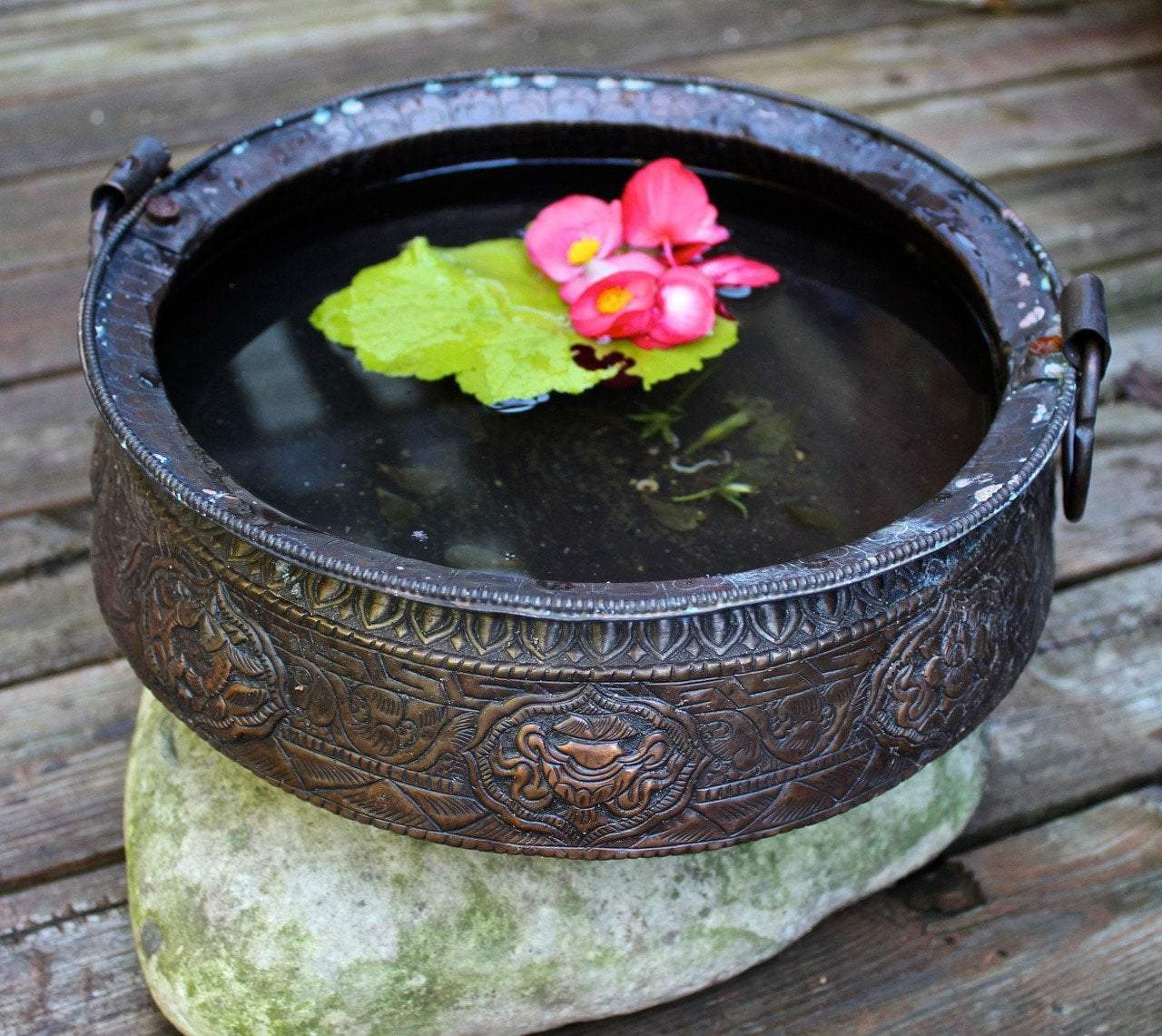 Auspicious Symbols Copper Pot 10 inches