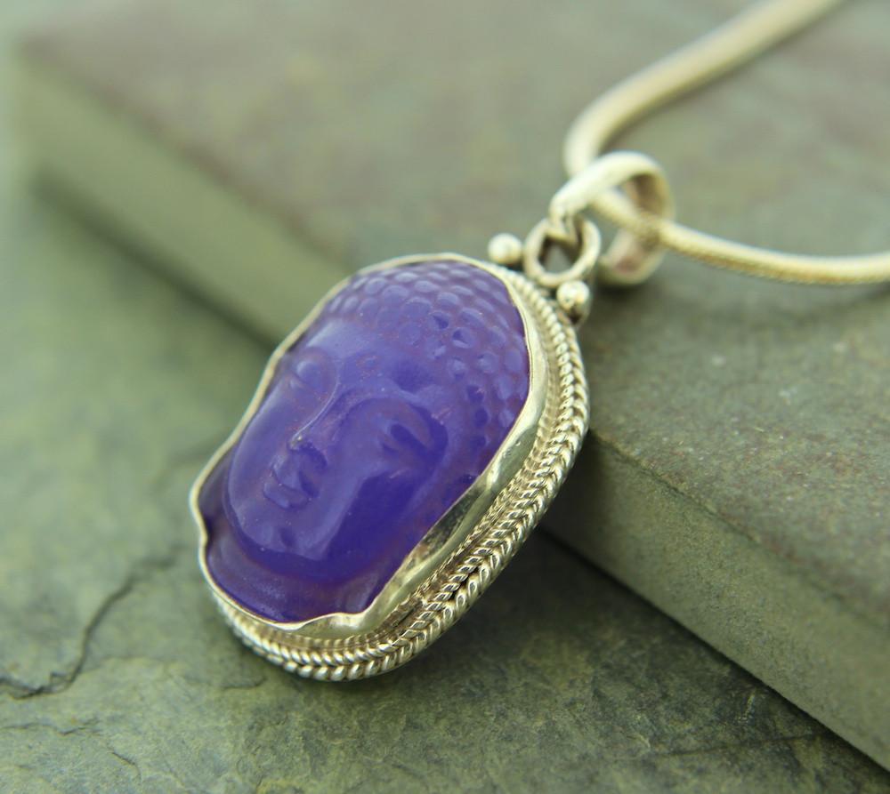 Amethyst and Sterling Silver Buddha Pendant