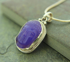 Amethyst and Sterling Silver Buddha Pendant