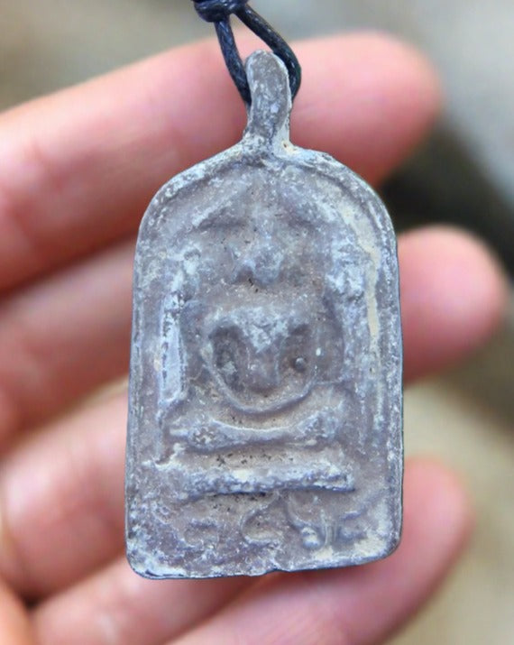 Antiqued Oxidized Thai Buddha Pendant