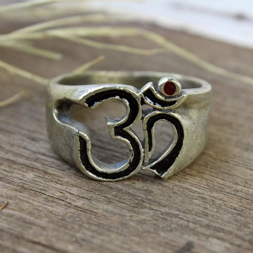 Antiqued Sterling Om Ring