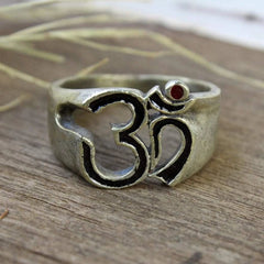 Antiqued Sterling Om Ring