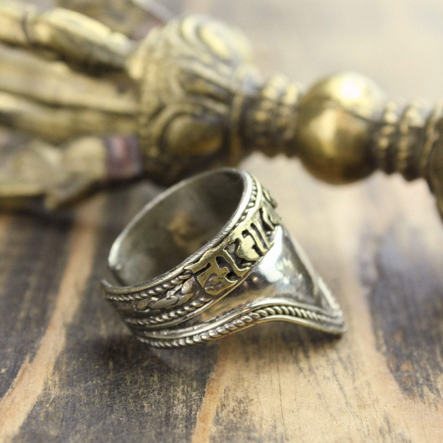 Adjustable Mantra Shield Ring