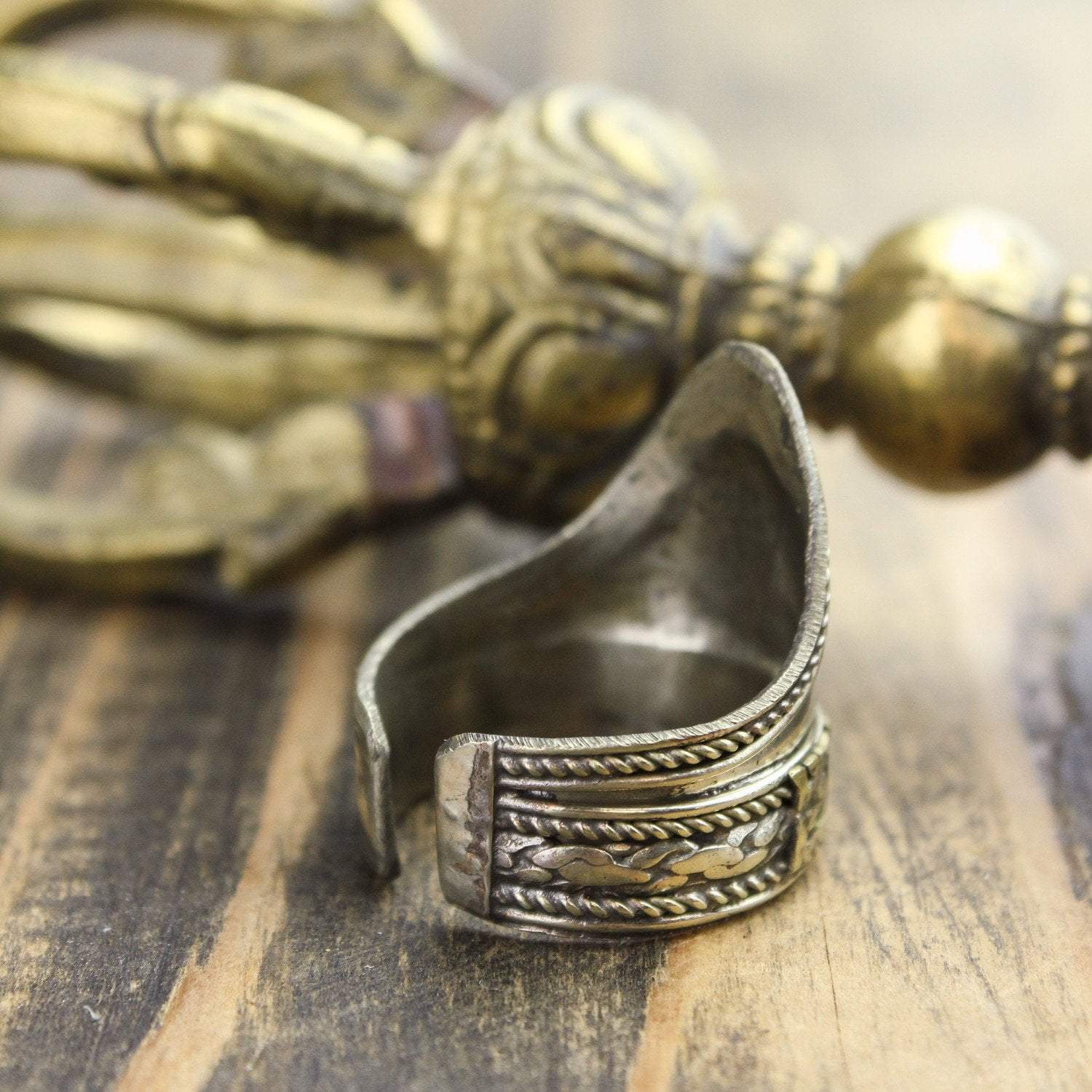 Adjustable Mantra Shield Ring