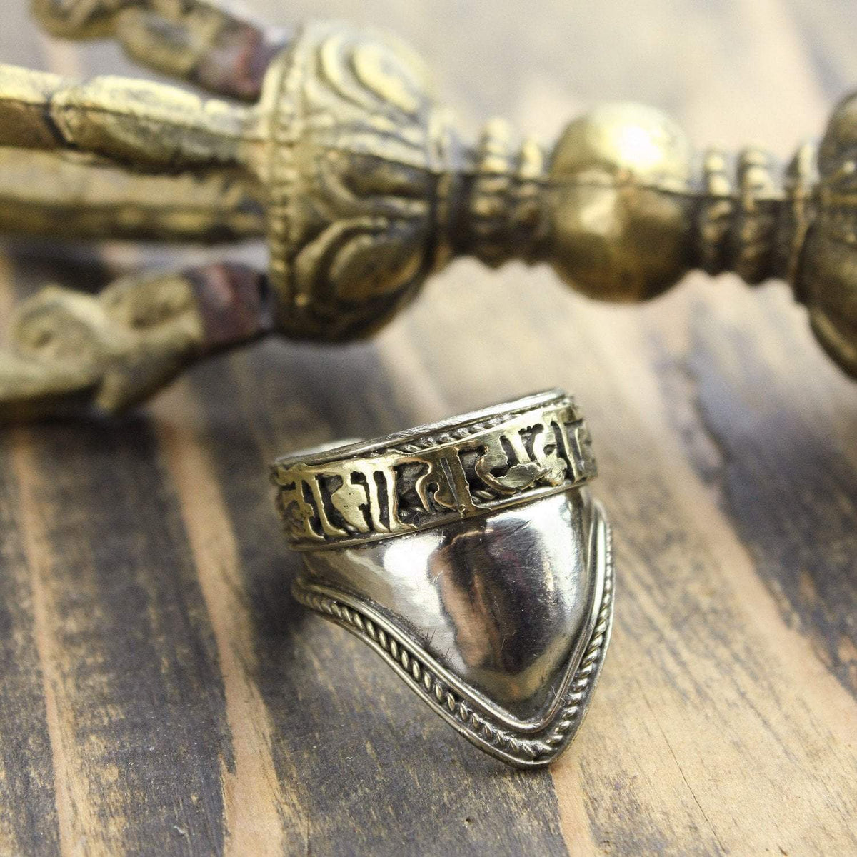 Adjustable Mantra Shield Ring