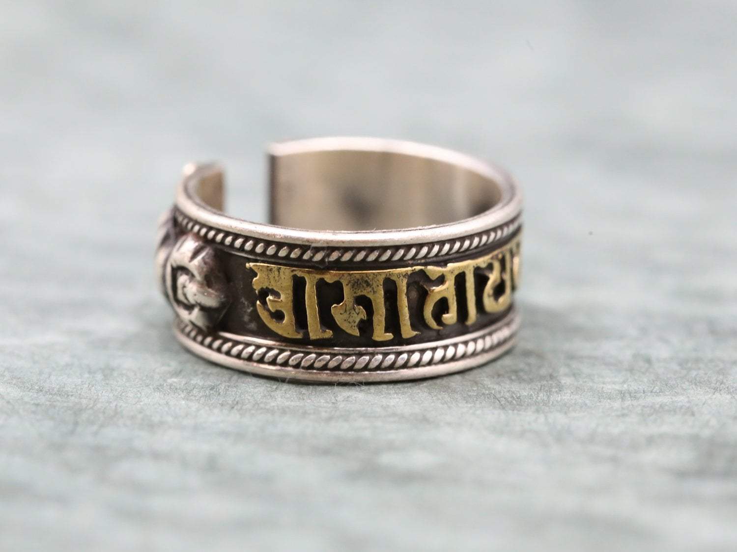 Adjustable Om Mani Ring