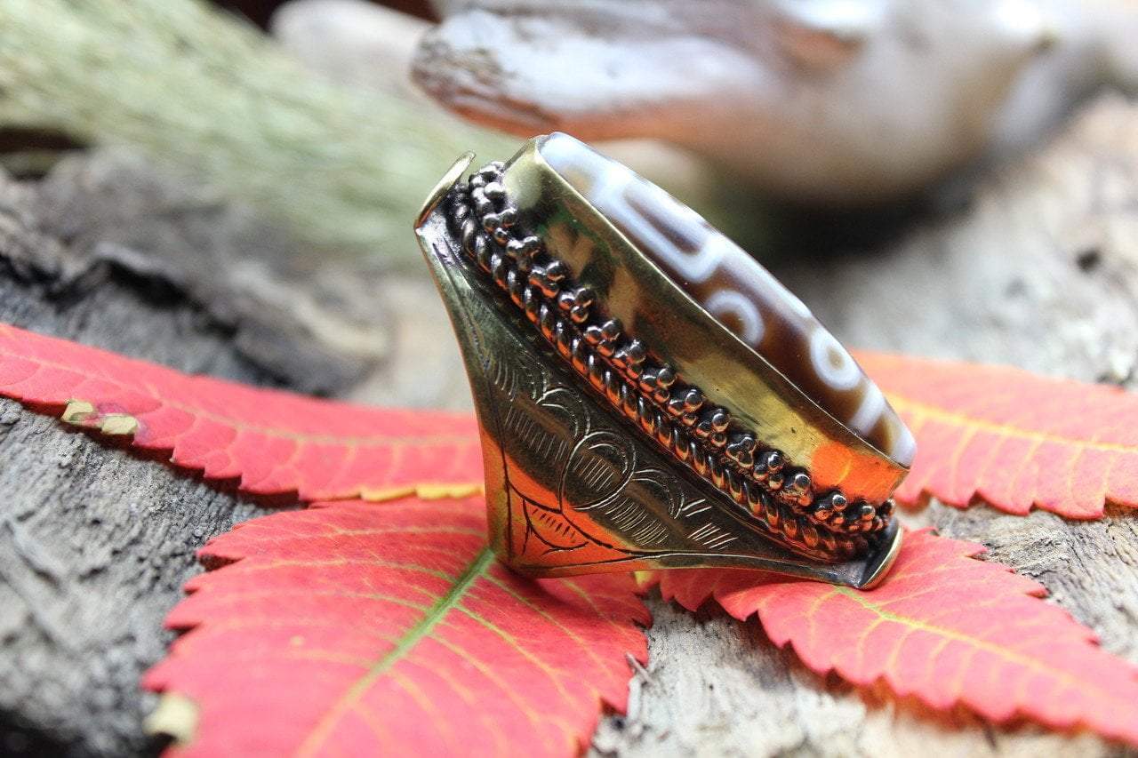 4 Eye Dzi Bead Ring