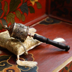 Auspicious Symbols Handheld Prayer Wheel