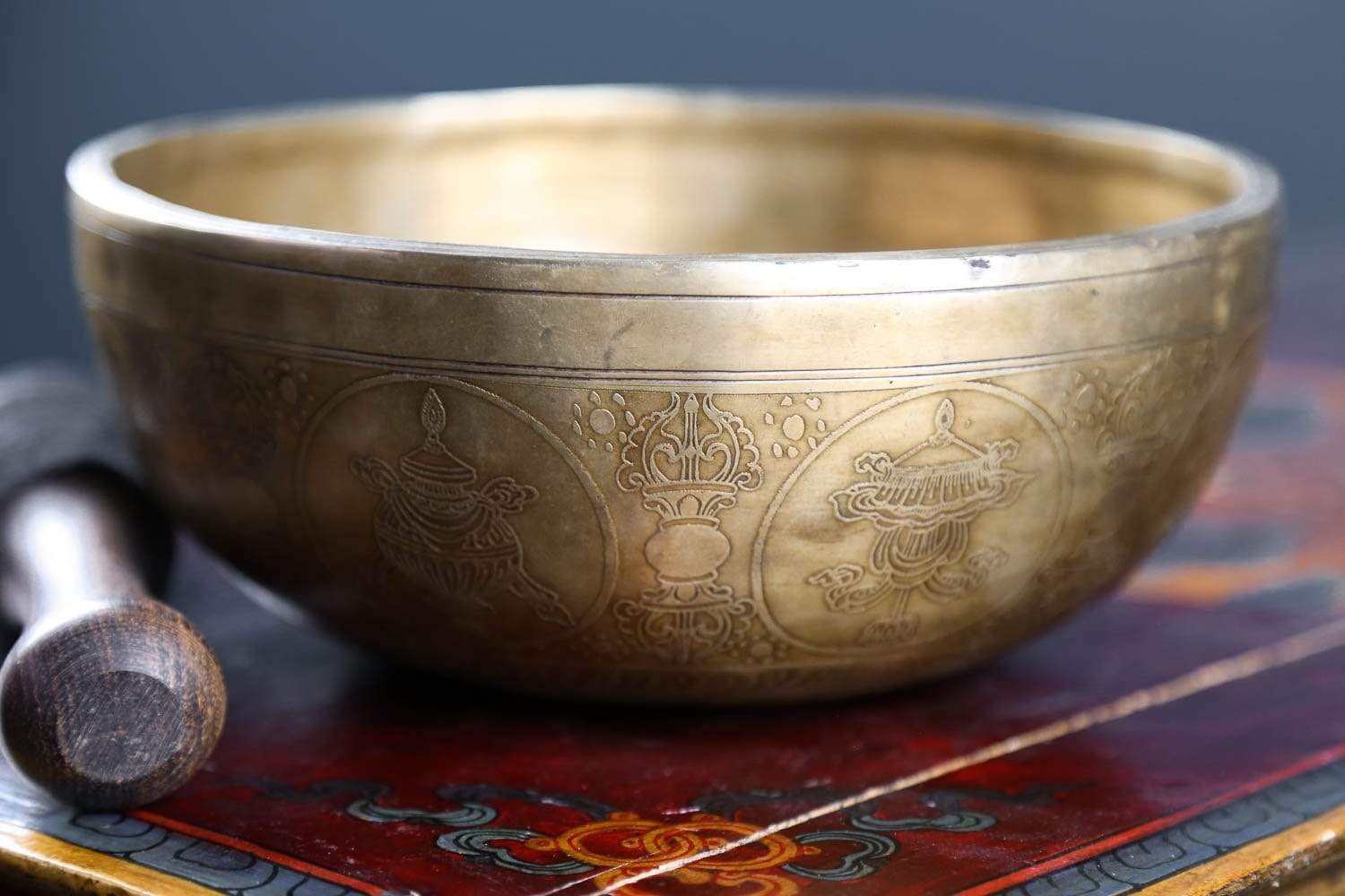 Auspicious Symbols Etched Lingham Bowl