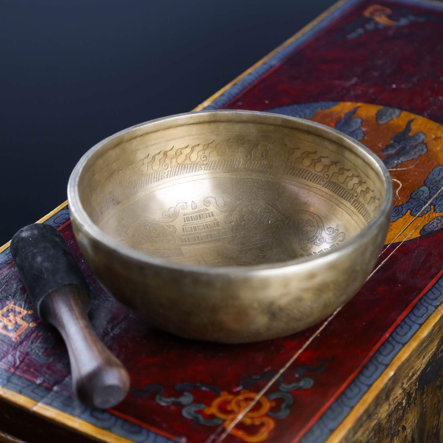 Auspicious Symbols Etched Lingham Bowl