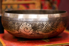 Auspicious Symbols Etched Singing Bowl