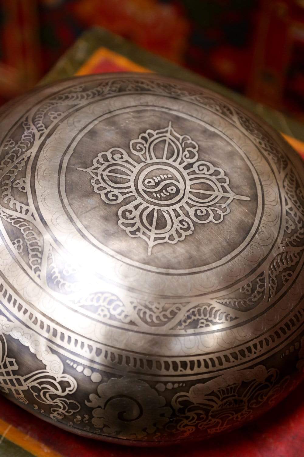 Auspicious Symbols Etched Singing Bowl