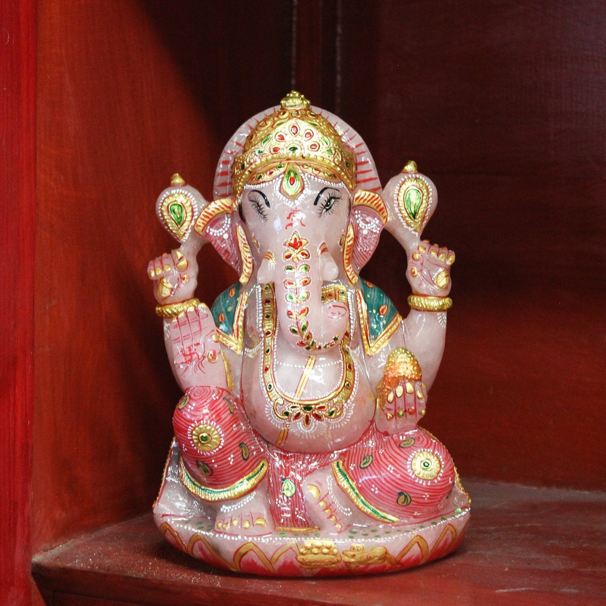 Amazing Rose Quartz Ganesh Statue
