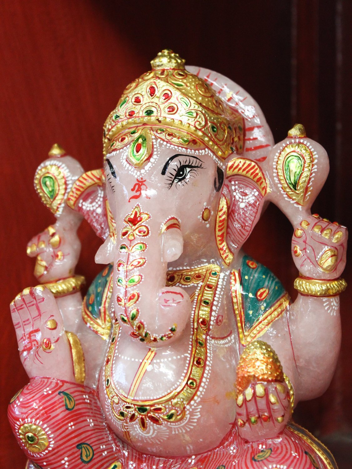 Amazing Rose Quartz Ganesh Statue