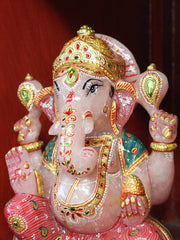 Amazing Rose Quartz Ganesh Statue