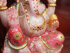 Amazing Rose Quartz Ganesh Statue