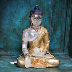 Astonishing Crystal and Gold Shakyamuni Buddha Statue