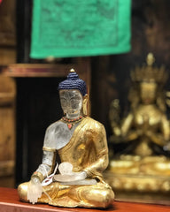 Astonishing Crystal and Gold Shakyamuni Buddha Statue