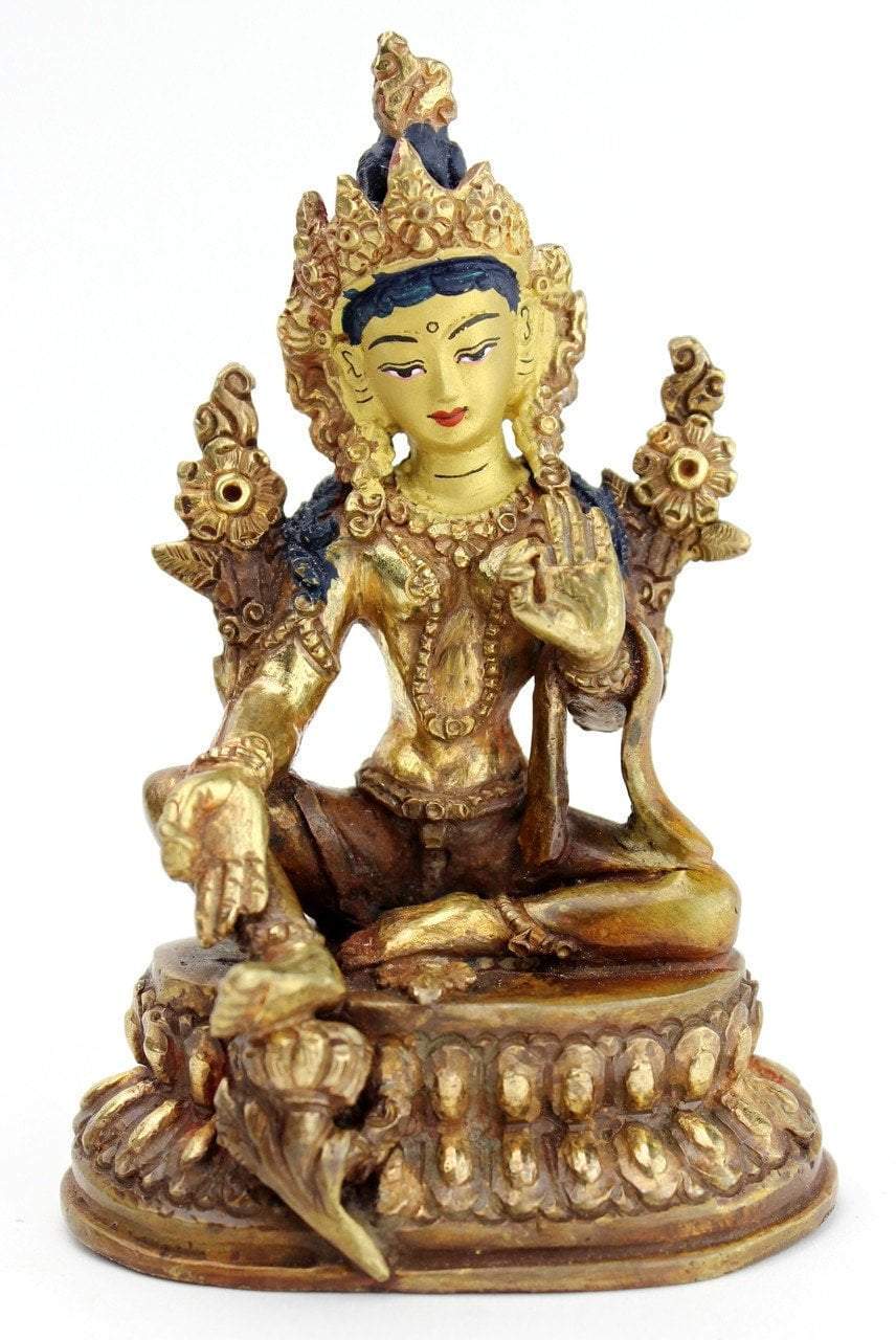 4 Inch Bronze Green Tara Statue