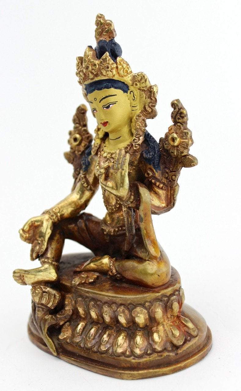 4 Inch Bronze Green Tara Statue