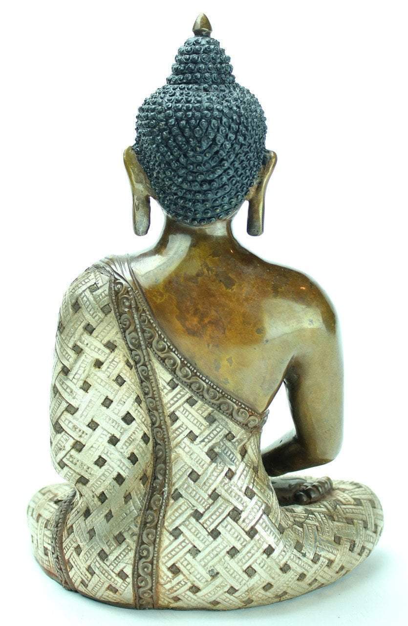 9 Inch Amitabha Silver and Bronze Statue
