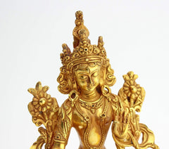 6 Inch Gold Plated White Tara Statue