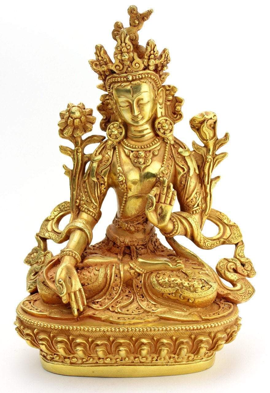 8 Inch Gold Plated White Tara Statue