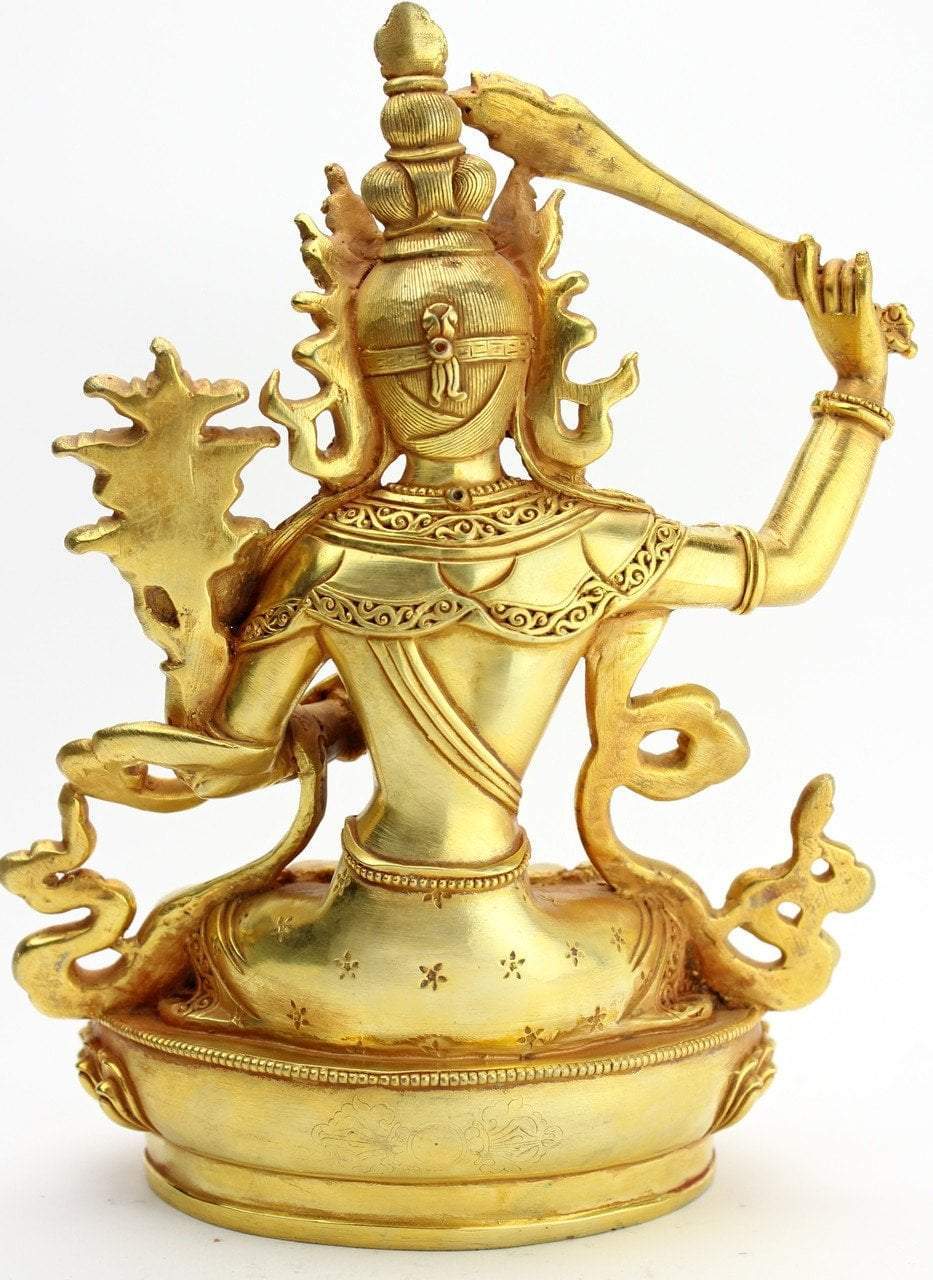 9 Inch Gold Plated Manjushri Statue
