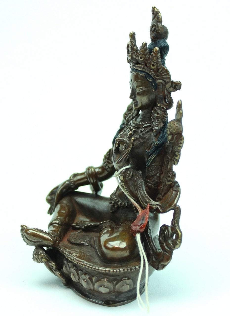 5 inch Green Tara Bronze Statue