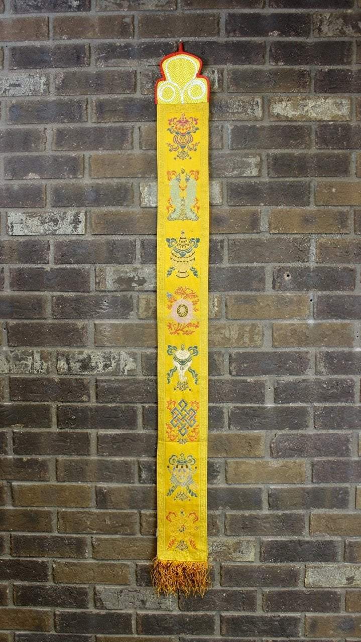 Astamangal 8 Auspicious Symbol Gold Brocade Banner