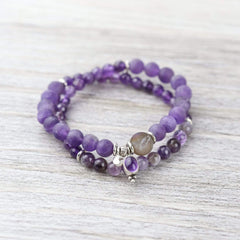 Amethyst Chakra Charm Double Wrap Bracelet