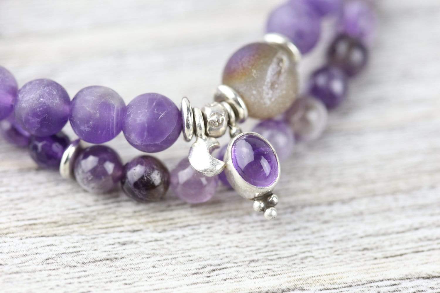 Amethyst Chakra Charm Double Wrap Bracelet