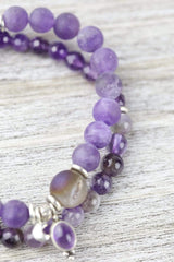 Amethyst Chakra Charm Double Wrap Bracelet
