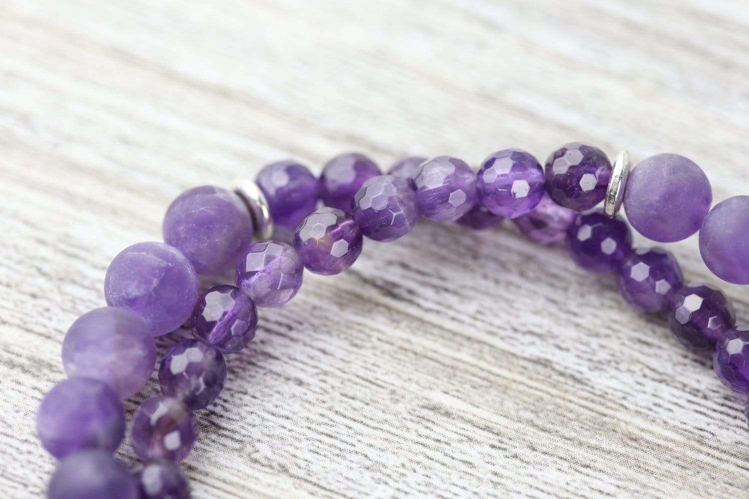 Amethyst Chakra Charm Double Wrap Bracelet