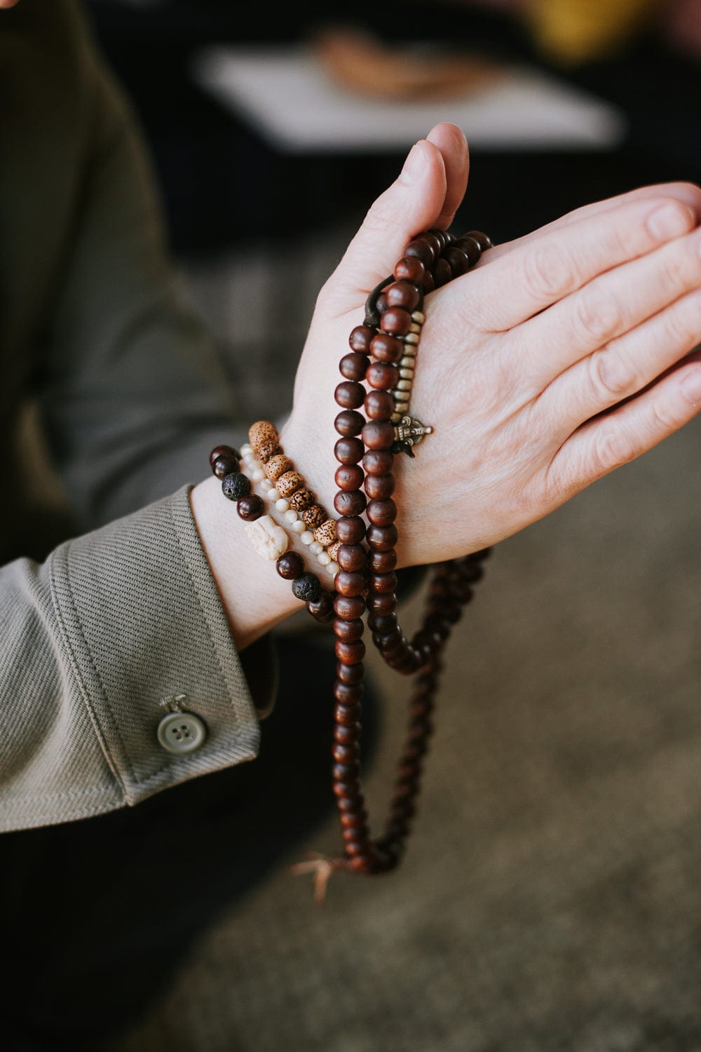 Anchor & Bloom - Lotus & Rudraksha Bracelet