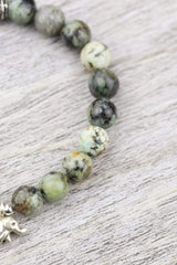 African Turquoise and Sterling Elephant Wrist Mala